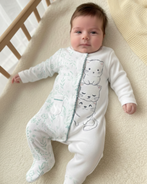 kedi baskılı patikli tulum